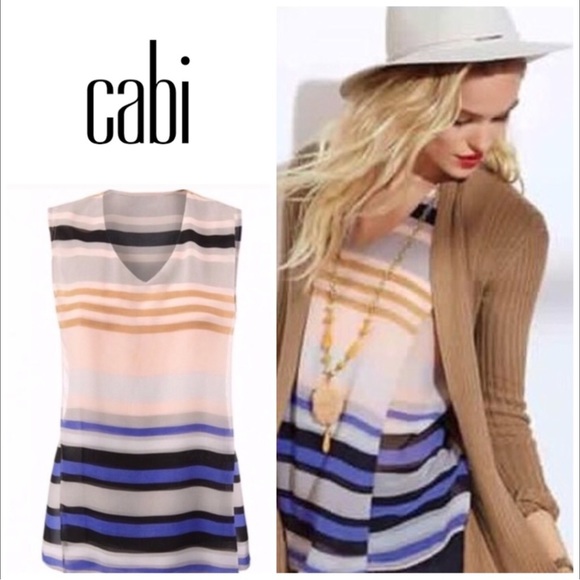 CAbi “Underline” Blouse Semi-Sheer Striped Size L - Picture 3 of 11